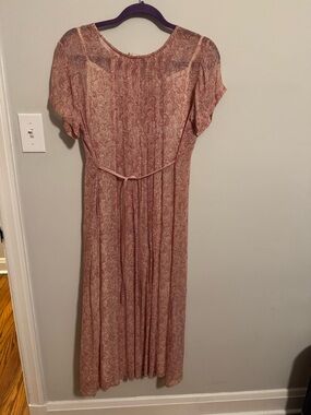 April Cornell Dusty Rose Paisley Maxi Dress with Tie Waist